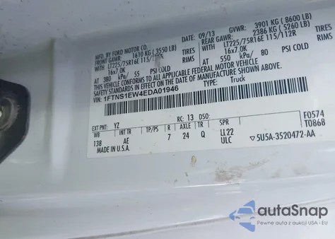 2014 Ford E-150 Commercial from USA, damaged, VIN 1FTNS1EW4EDA01946